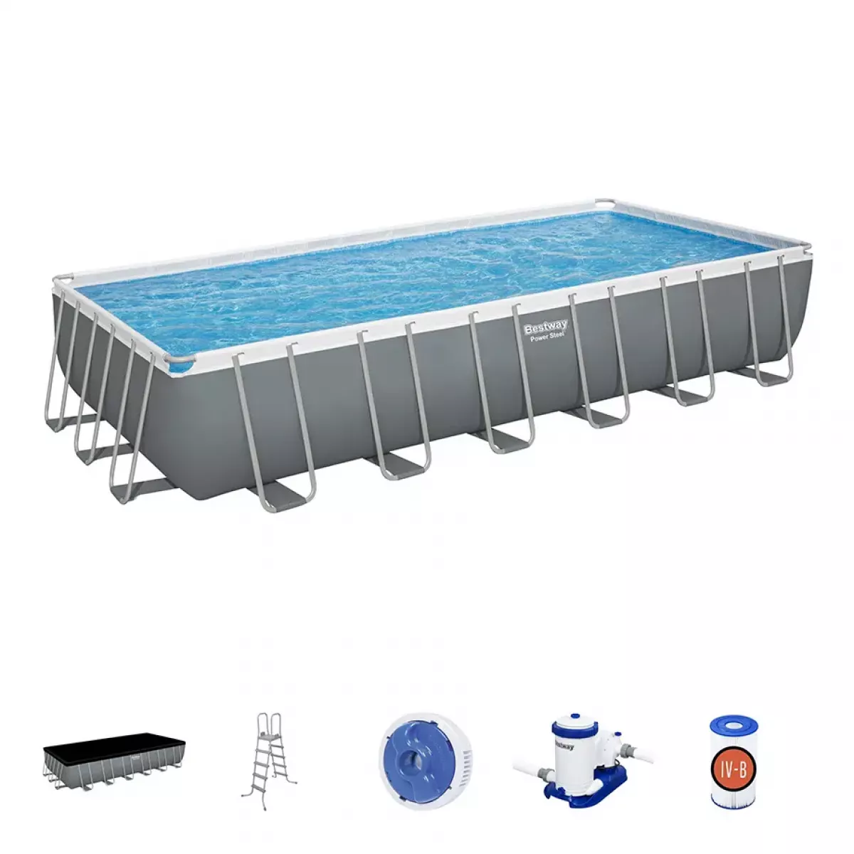 Бассейн каркасный 732x366x132 см прямоугольный с аксессуарами, BESTWAY 56474 Бассейн каркасный 732x366x132 см прямоугольный с аксессуарами, BESTWAY 56474