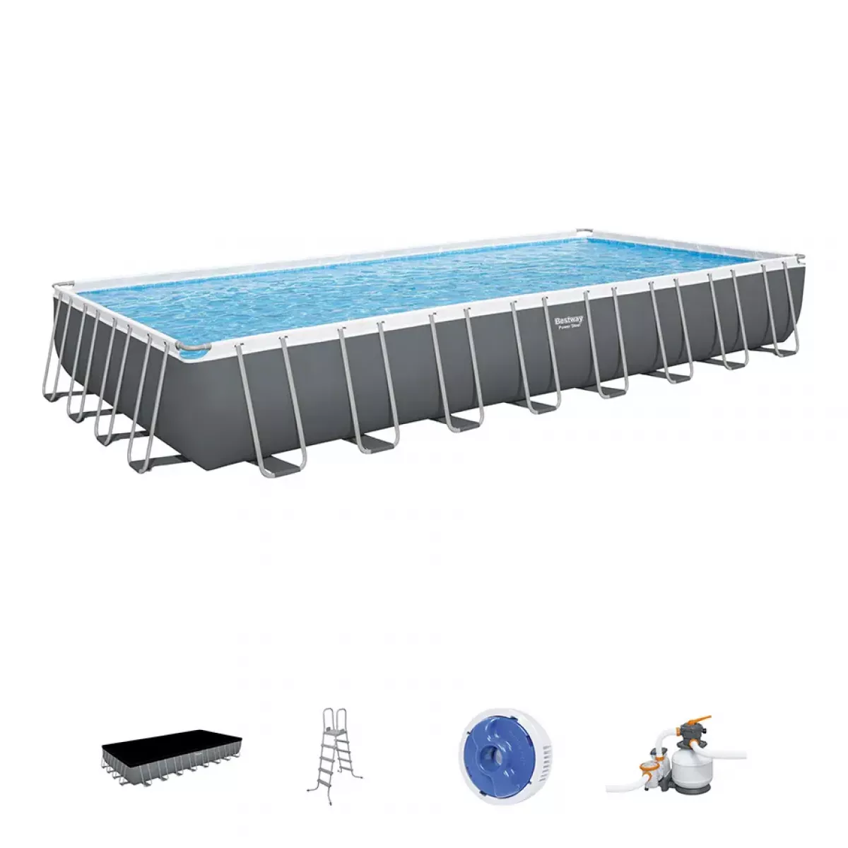 Каркасный бассейн 956x488x132 см с фильтром и аксессуарами BESTWAY 56623 Каркасный бассейн 956x488x132 см с фильтром и аксессуарами BESTWAY 56623